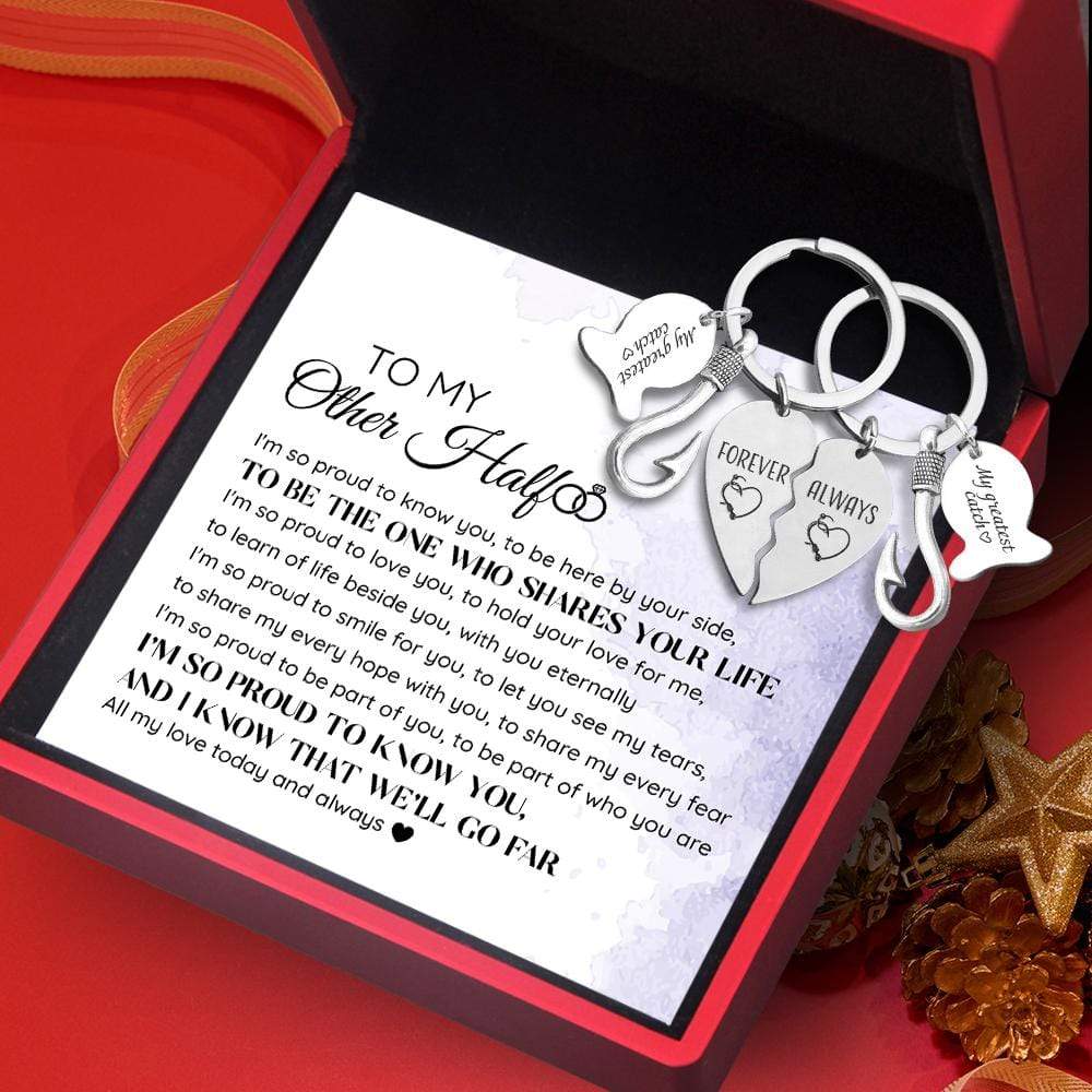 Wrapsify Fishing Heart Puzzle Keychains - to My Other Half - All My Love Today and Always - Gkbn24003 Buy with LED Light Box & Card +