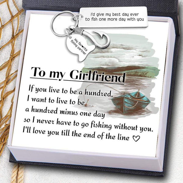 Wrapsify Fishing Hook Keychain - Fishing - to My Girlfriend - I'll Love You Till The End of The Line - Gku13006 Standard Box
