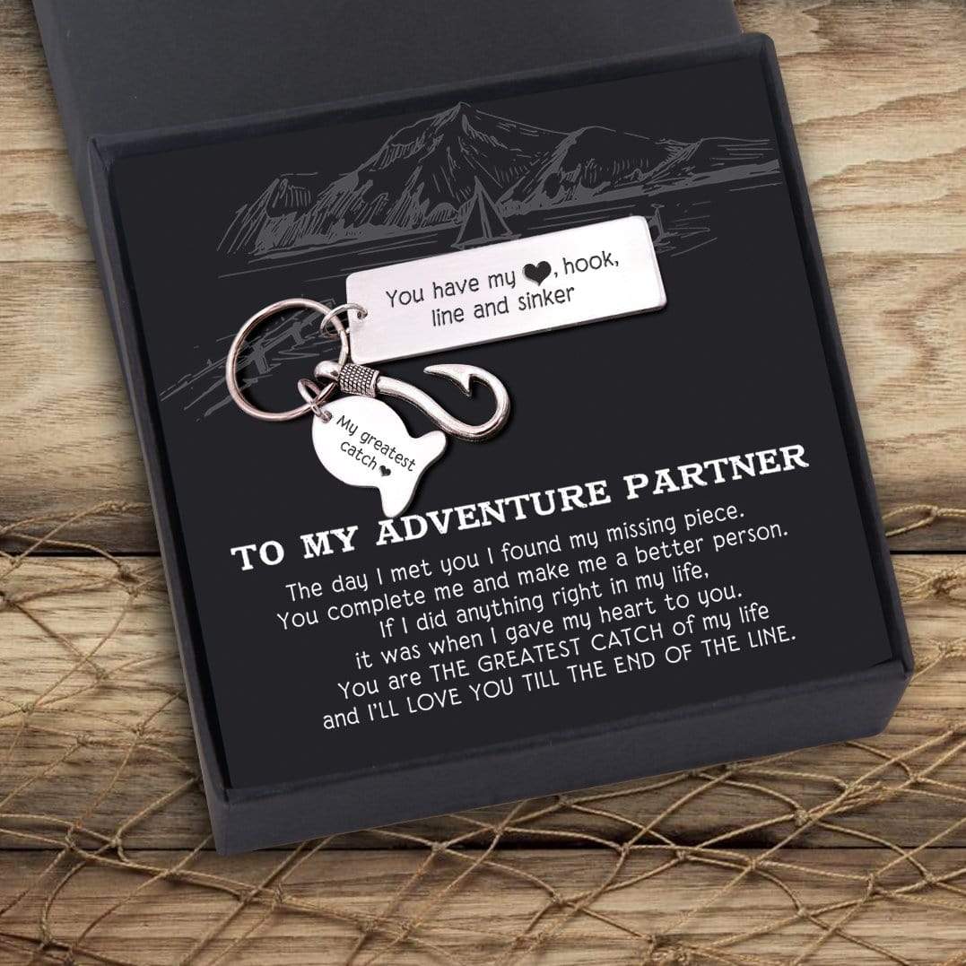Fishing Hook Keychain - To My Adventure Partner - You Have My Heart, Hook, Line And Sinker - Gku13003