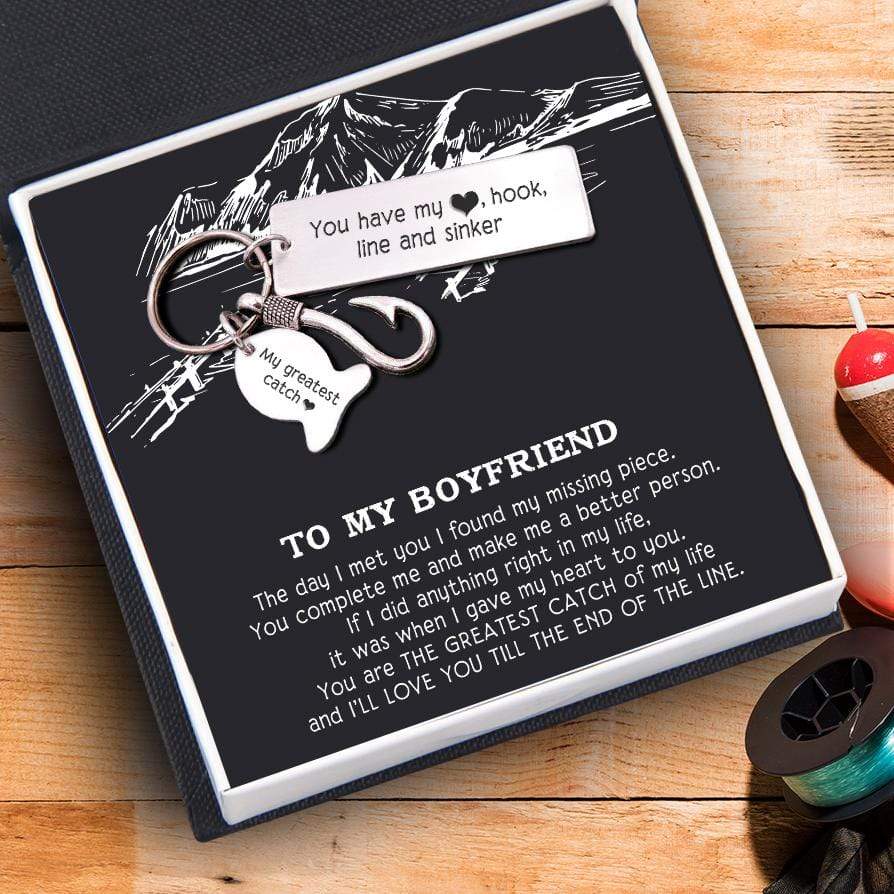 Fishing Hook Keychain - To My Boyfriend - You Have My Heart, Hook, Line And Sinker - Gku12001