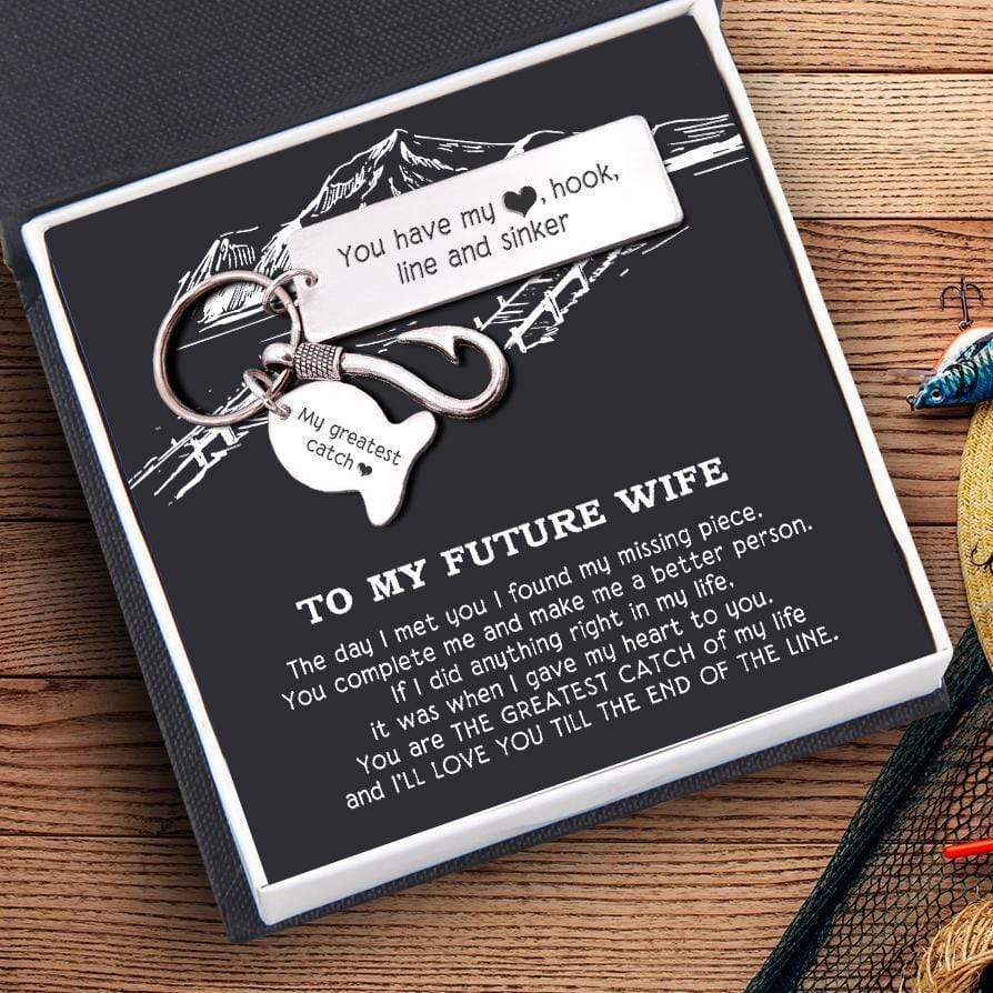Wrapsify Personalized Fishing Hook Keychain - to My Future Wife - You Have My Heart, Hook, Line and Sinker - Gku25001 Standard Box