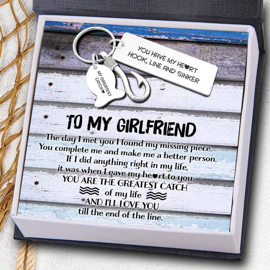 Fishing Hook Keychain - To My Girlfriend - You Have My Heart - Gku13005