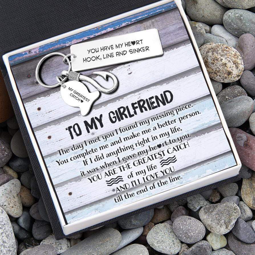 Fishing Hook Keychain - To My Girlfriend - You Have My Heart - Gku13005