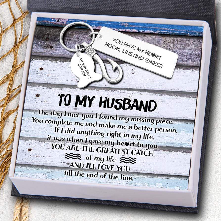 Fishing Hook Keychain - To My Husband - You Have My Heart - Gku14003