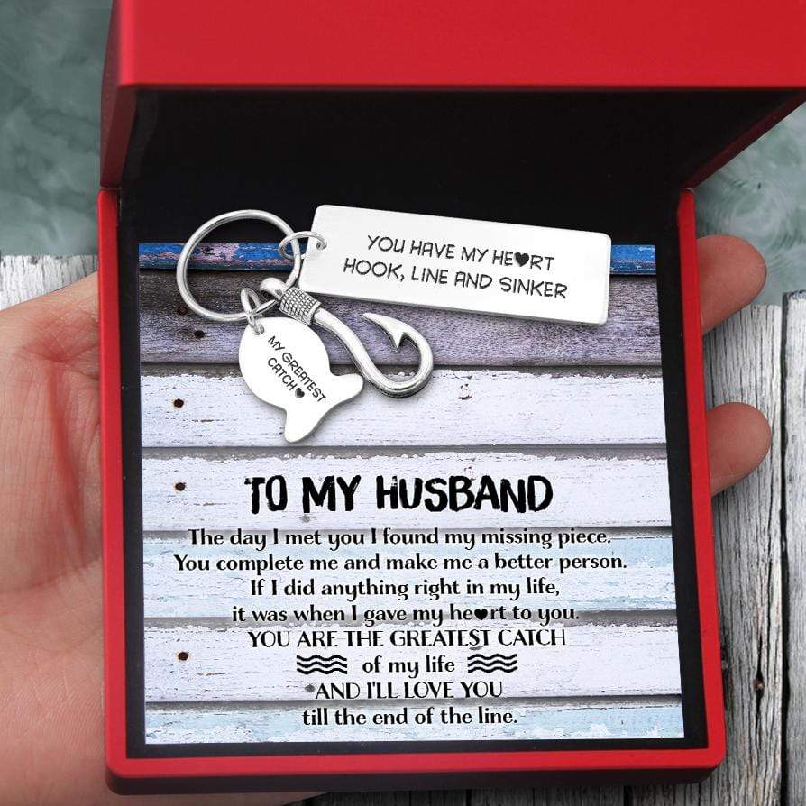 Fishing Hook Keychain - To My Husband - You Have My Heart - Gku14003