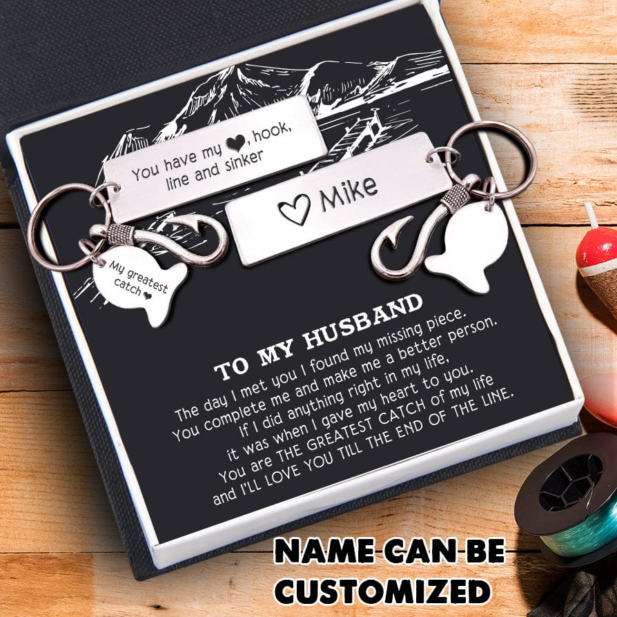 Fishing Hook Keychain - To My Husband - You Have My Heart, Hook, Line And Sinker - Gku14001