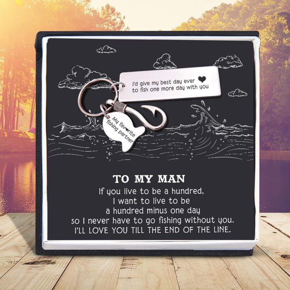 Wrapsify Fishing Hook Keychain - to My Man - My Favorite Fishing Partner - Gku26002 Standard Box