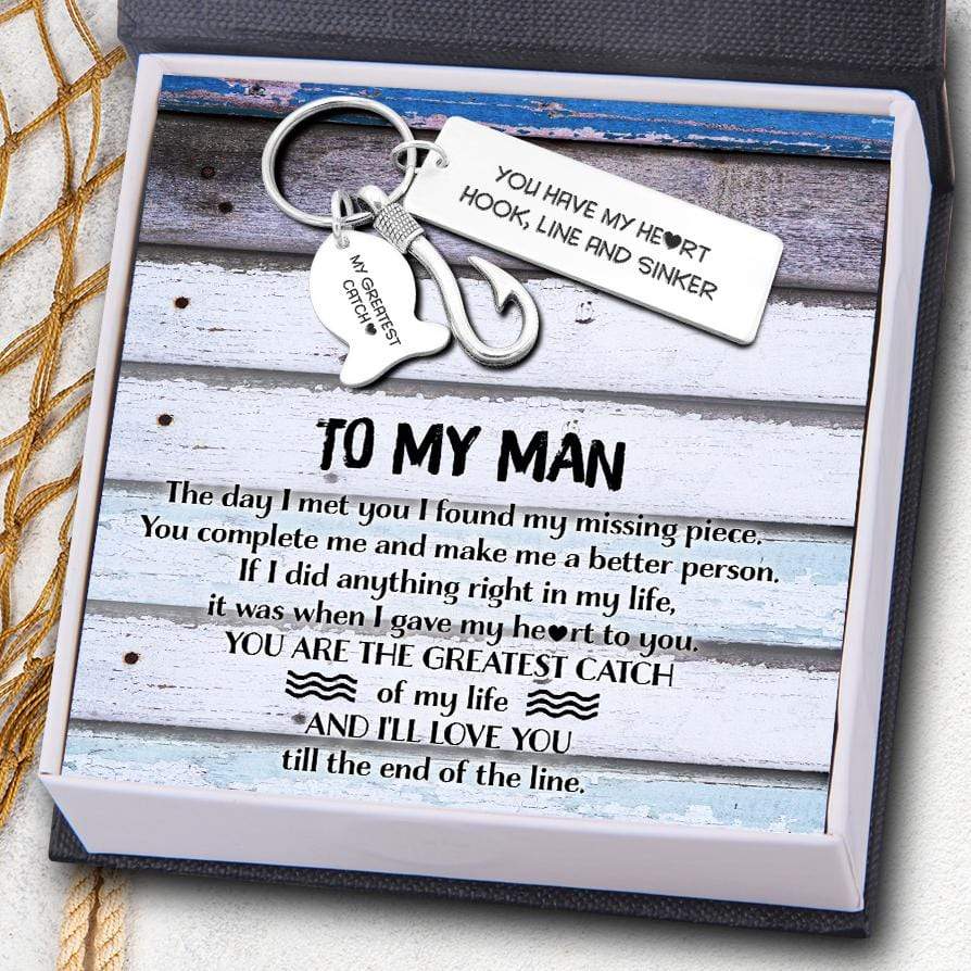 Fishing Hook Keychain - To My Man - You Have My Heart - Gku26003