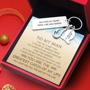 Fishing Hook Keychain - To My Man - You Have My Heart Hook, Line And Sinker - Gku26007