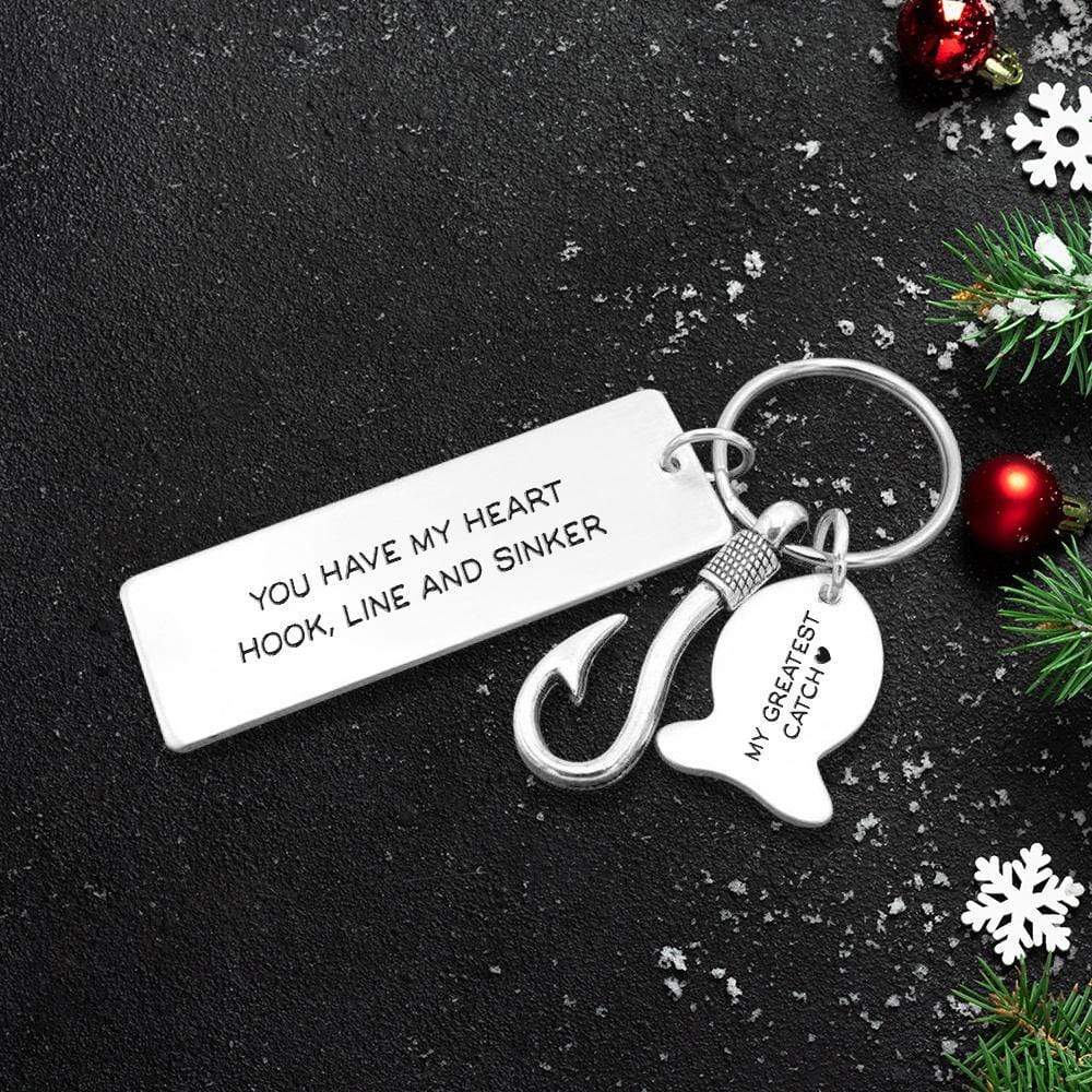 Fishing Hook Keychain - To My Man - You Have My Heart Hook, Line And Sinker - Gku26007