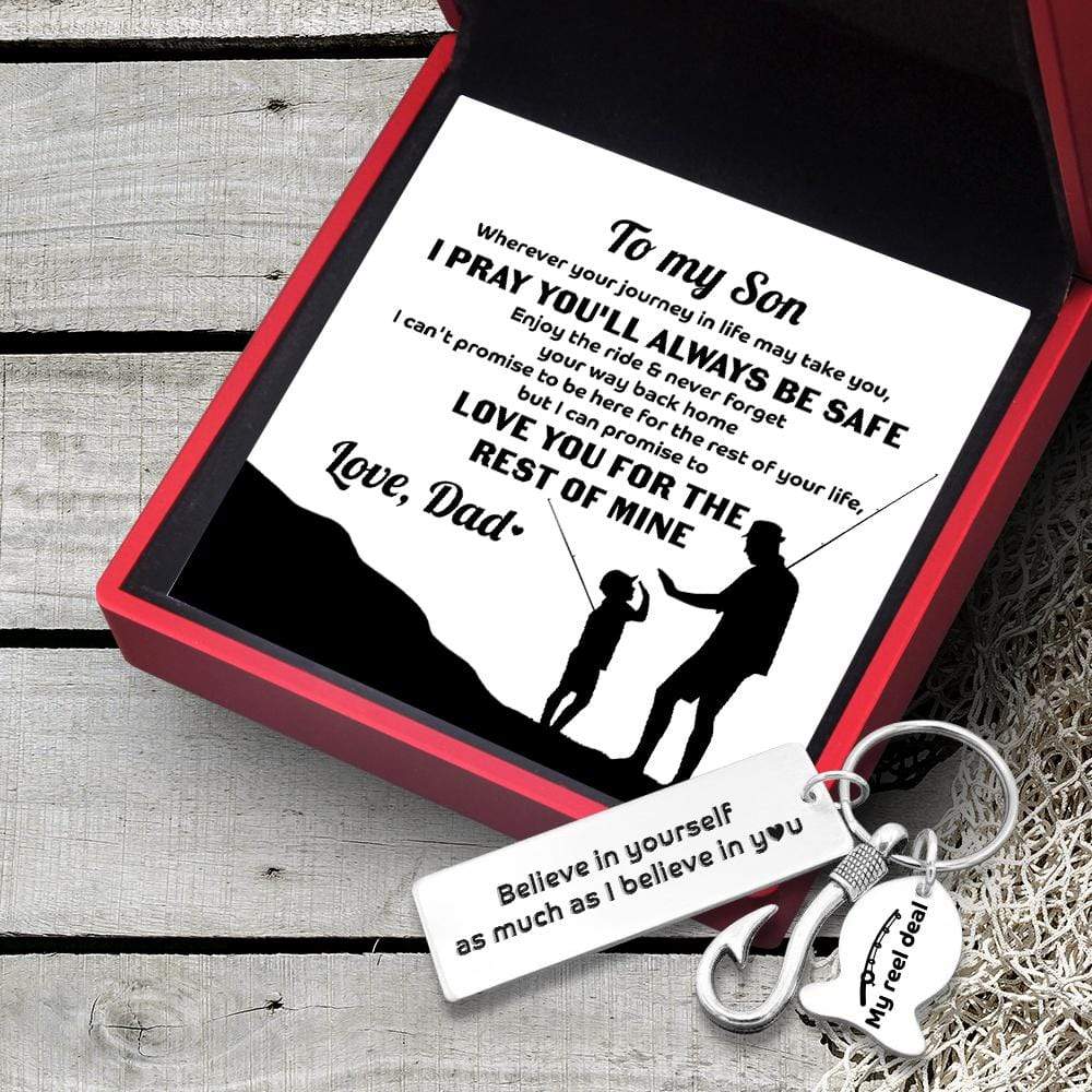 Fishing Hook Keychain - To My Son - From Dad - Enjoy The Ride & Never Forget Your Way Back Home - Gku16002