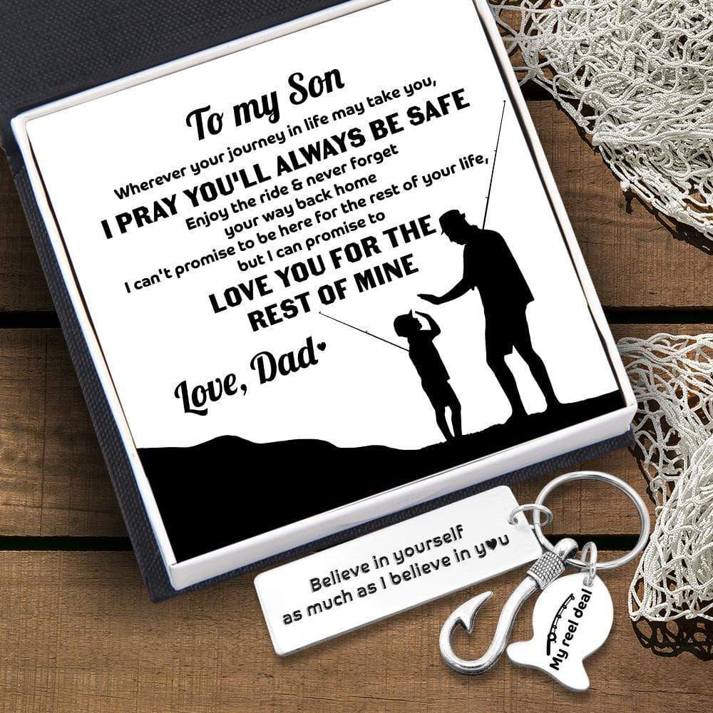 Fishing Hook Keychain - To My Son - From Dad - Enjoy The Ride & Never Forget Your Way Back Home - Gku16002