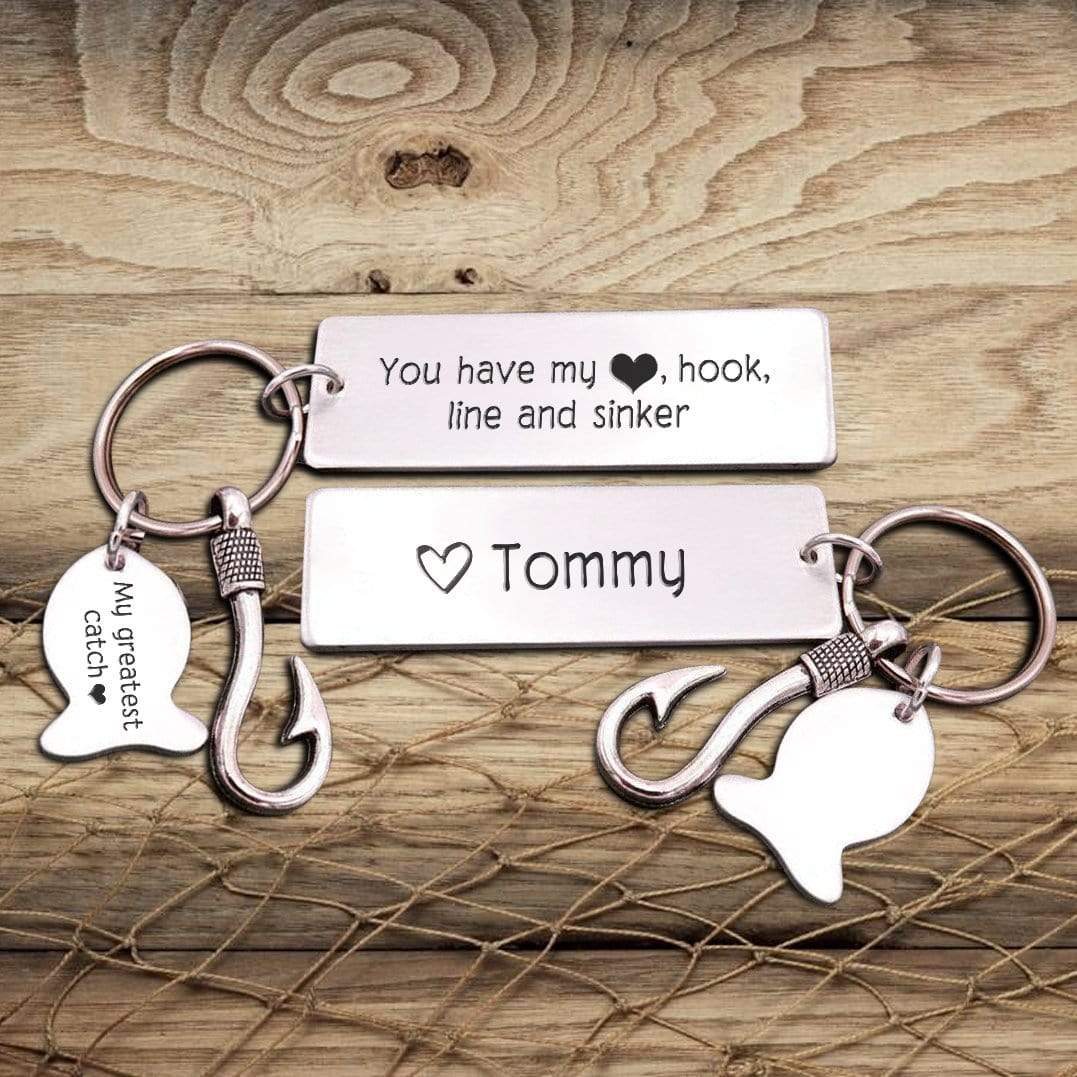 Wrapsify Personalized Fishing Hook Keychain - to My Wife - You Have My Heart, Hook, Line and Sinker - Gku15001 Standard Box