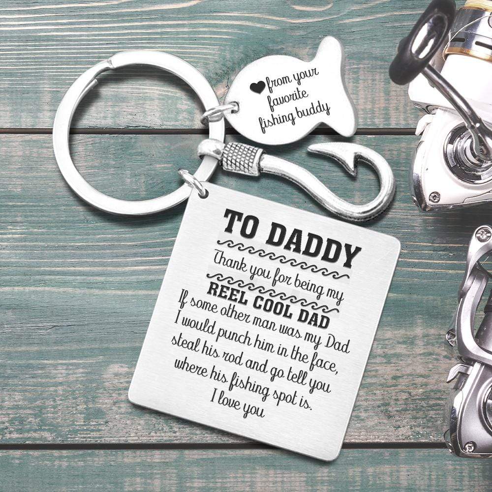 Fishing Hook Square Keychain - Fishing - To Daddy - Thank You For Being My Reel Cool Dad - Gkeg18001