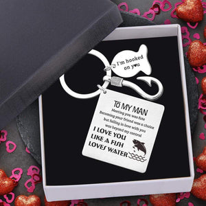 Fishing Hook Square Keychain - Fishing - To My Man - I Love You Like A Fish Loves Water - Gkeg26003