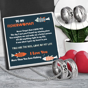 Fishing Ring Couple Necklaces - Fishing - To My Fisherwoman - I Love You More Than You Love Fishing - Gndx13011
