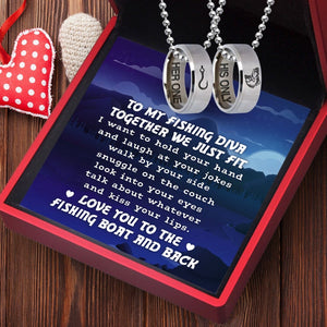 Fishing Ring Couple Necklaces - Fishing - To My Fishing Diva - Love You To The Fishing Boat And Back - Gndx13007