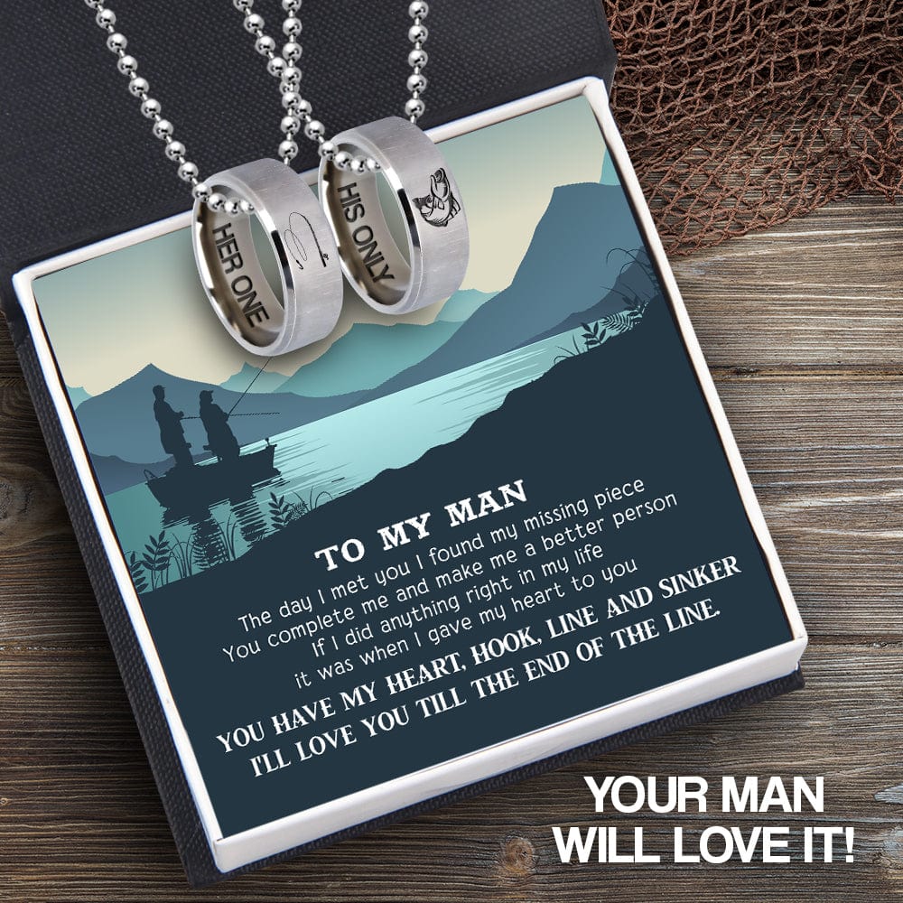 Fishing Ring Couple Necklaces - Fishing - To My Man - I Gave My Heart To You - Gndx26028