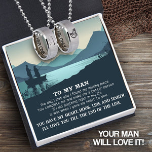 Fishing Ring Couple Necklaces - Fishing - To My Man - I Gave My Heart To You - Gndx26028