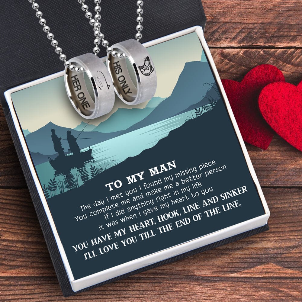 Fishing Ring Couple Necklaces - Fishing - To My Man - I Gave My Heart To You - Gndx26028