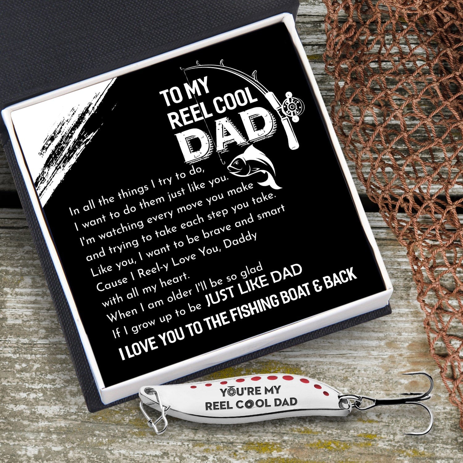 Reel Cool Dad - Funny Whiskey Rocks Glass - Fishing Gifts for Fathers -  bevvee