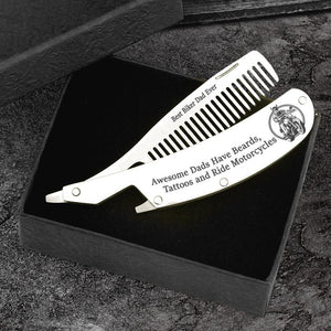 Folding Comb - Awesome Dads Have Beards, Tattoos And Ride Motorcycles - Gec18006