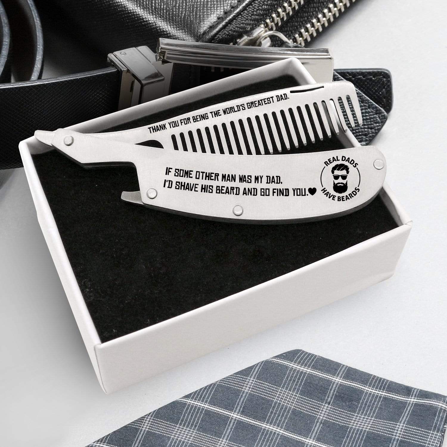 Folding Comb - Beard - To Bearded Dad - Thank You For Being The World's Greatest Dad - Gec18032