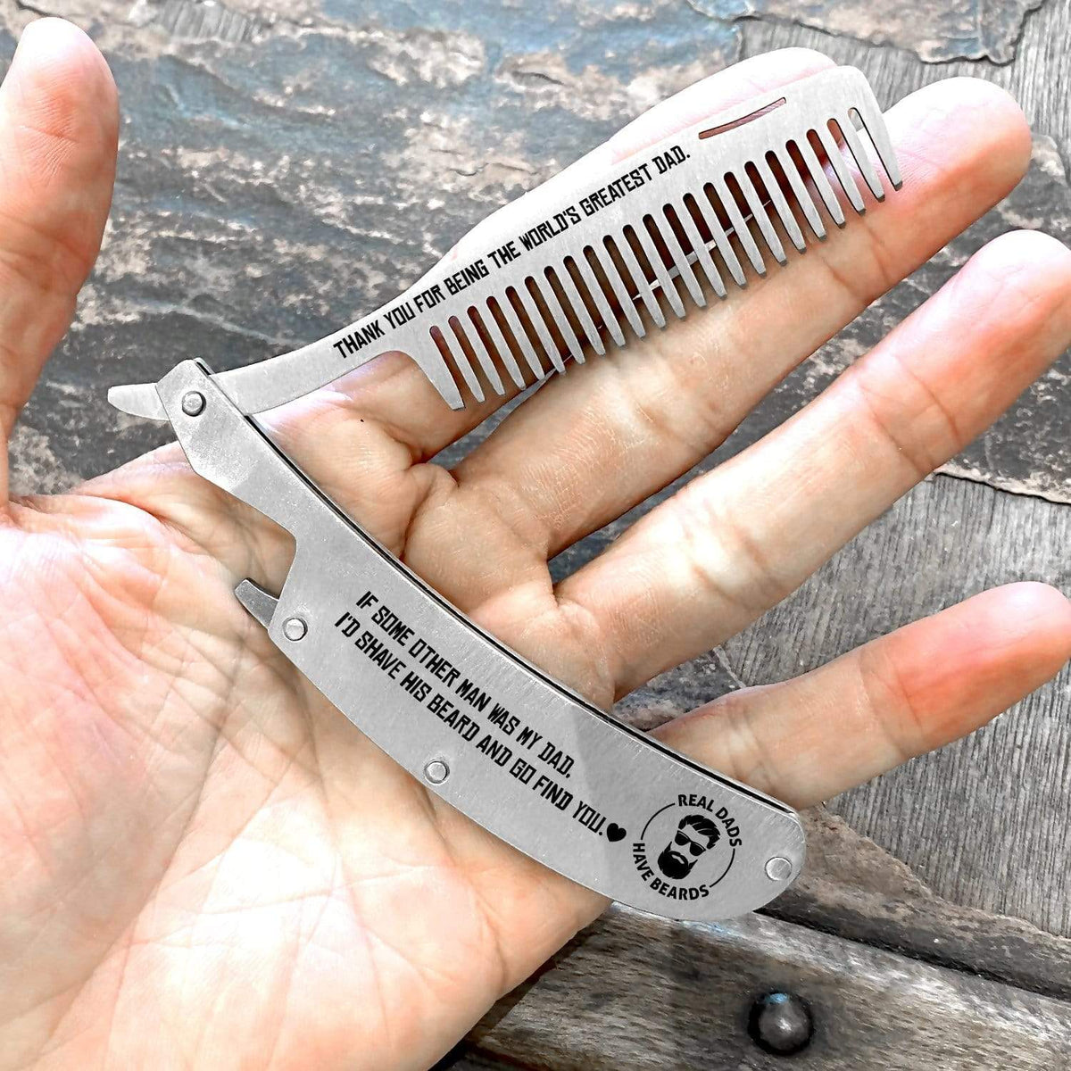 Folding Comb - Beard - To Bearded Dad - Thank You For Being The World's Greatest Dad - Gec18032