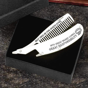 Folding Comb - Best King-In-North Ever - With Great Beard Comes Great Responsibility - Gec26010
