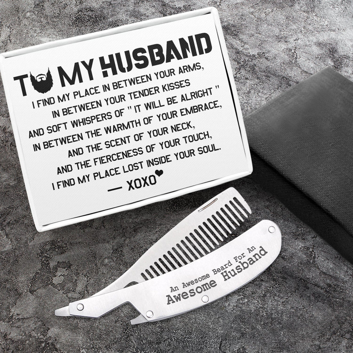 Folding Comb - Family - To My Husband - I Find My Place Lost Inside Your Soul - Gec14010