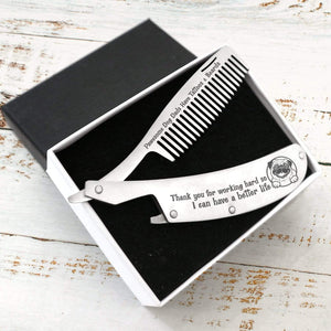 Folding Comb - Pug - To Dog Dad - Thank You For Working Hard So I Can Have A Better Life - Gec18039