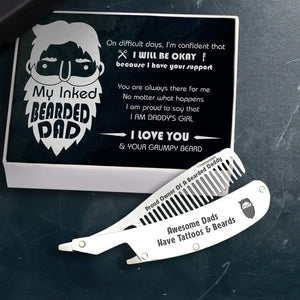 Folding Comb - Tatoo & Beard - To My Dad - From Daughter - I Am Daddy's Girl - Gec18042
