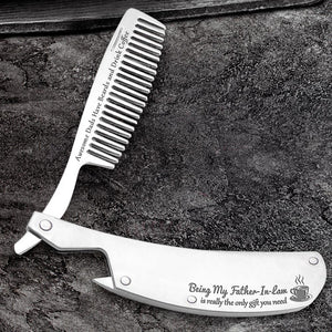 Folding Comb - To My Father-In-Law - Awesome Dads Have Beards And Drink Coffee - Gec18012