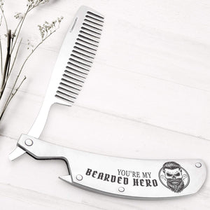 Folding Comb - To My Man - You're My Bearded Hero - Gec26026