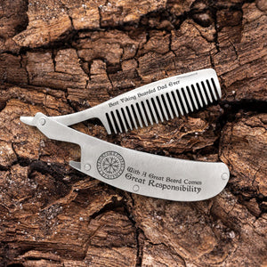 Folding Comb - Viking & Beard - To My Dad - I Love You To Valhalla & Back - Gec18044