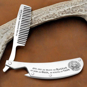 Folding Comb - Viking - To My Favorite Viking Dad - You Are As Brave As Ragnar, As Wise As Odin, As Strong As Thor - Gec18025