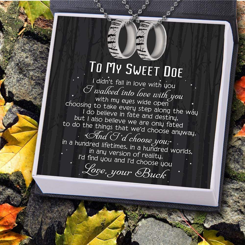 Forest Ring Couple Necklaces - Hunting - To My Sweet Doe - I'd Find You And I'd Choose You - Gndx15001