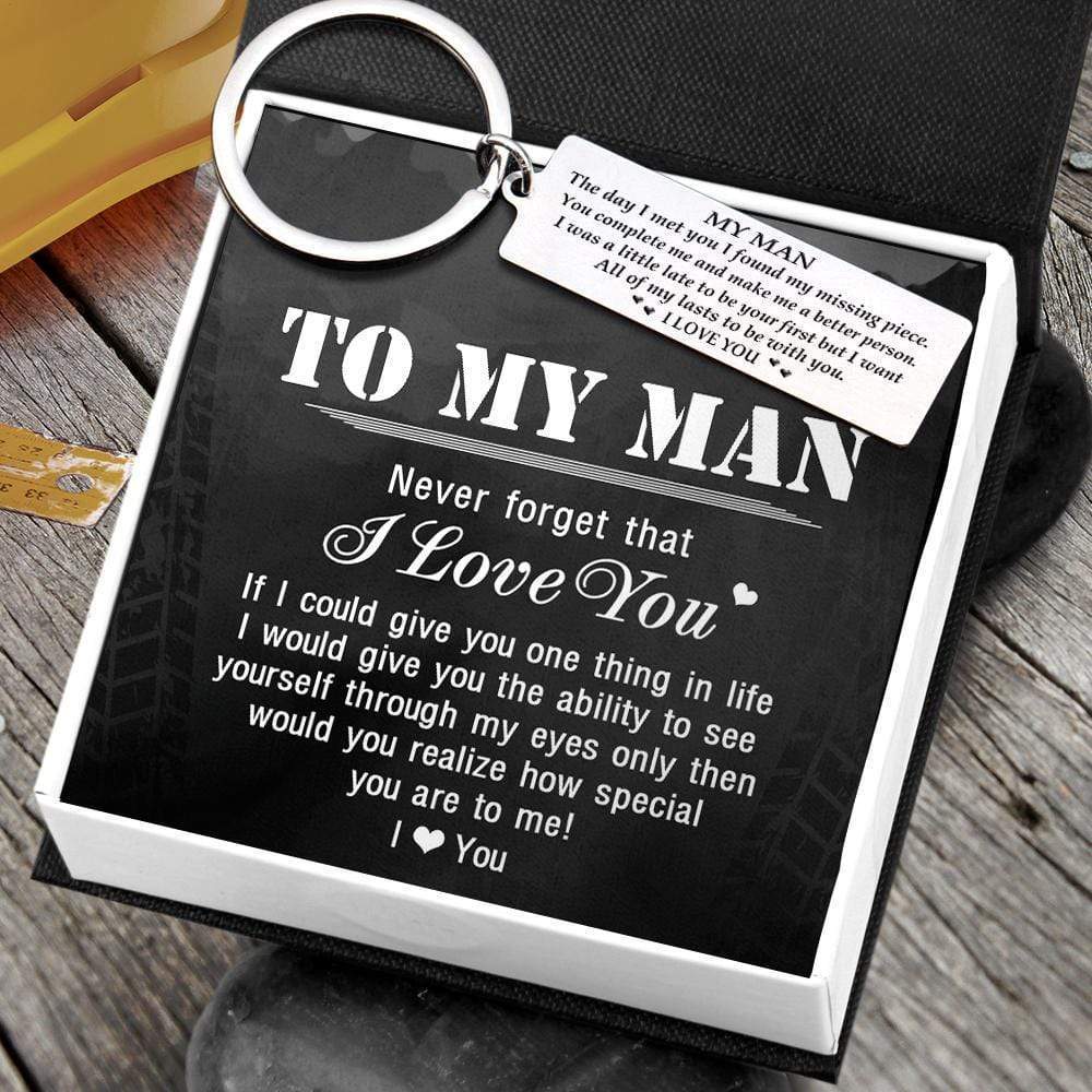 Gift Card and Box For Engraved Keychain - My Man I Want All Of My Lasts To Be With You - Gkc26009