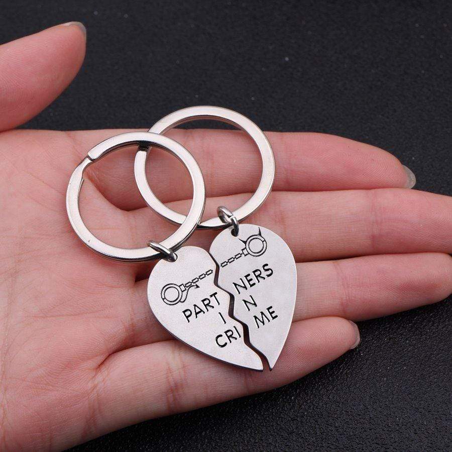 Gkf14002 - Partners In Crime - Heart Puzzle Keychain