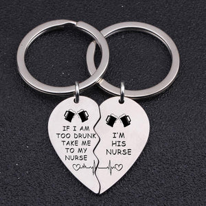 Gkf26004 - If I Am Too Drunk Take Me To My Nurse - Heart Puzzle Keychain