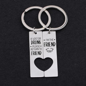 Gkh33001 - If Lost Or Drunk Please Return To Friend - Couple Keychains