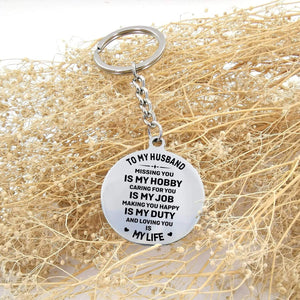 Gkm14015 - To My Husband, Missing You Is My Hobby - Circle Keychain