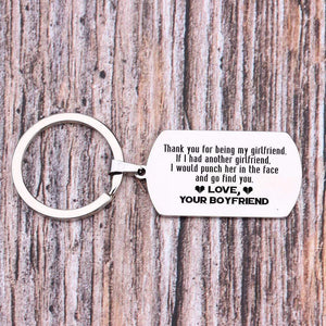 Gkn13003 - Thank You For Being My Girlfriend - Dog Tag Keychain