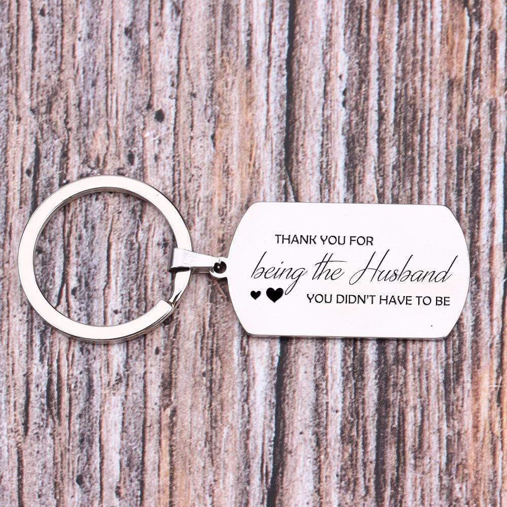 Gkn14005 - Thank You For Being The Husband, You Didn't Have To Be - Dog Tag Keychain