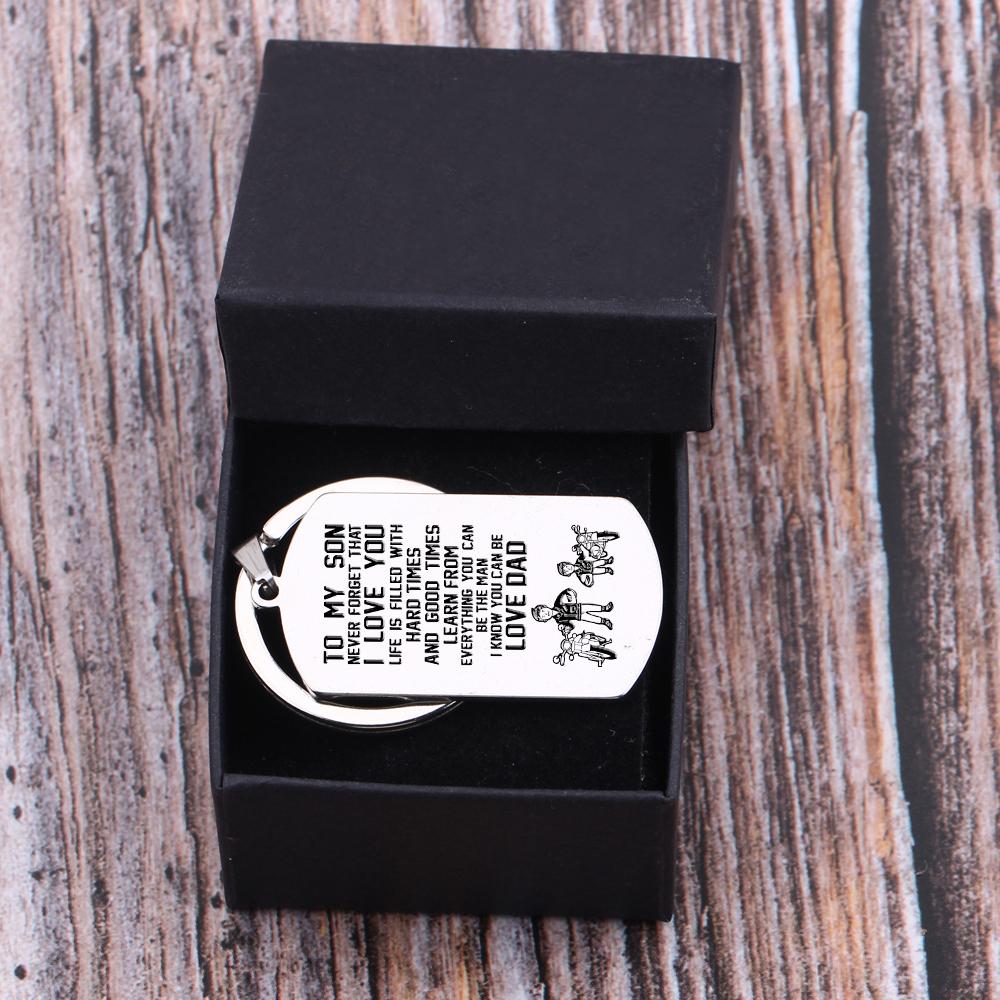 Dog Tag Keychain Biker To My Son Never Forget That I Love You