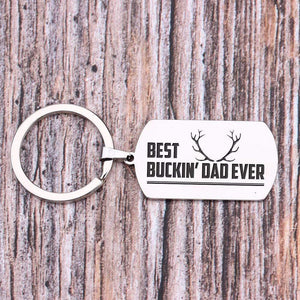 Gkn18038 - Best Buckin' Dad Ever - Dog Tag Keychain