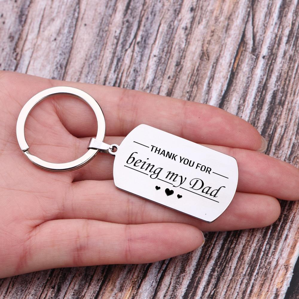 Gkn18039 - Thank You For Being My Dad - Dog Tag Keychain