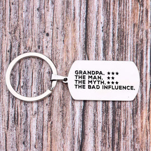 Gkn20006 - Grandpa, The Man, The Myth, The Bad Influence - Dog Tag Keychain