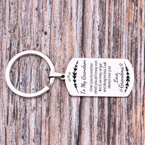 Gkn22002 - To My Grandson, I Love You No Matter What You Do - Love, Grandma - Dog Tag Keychain