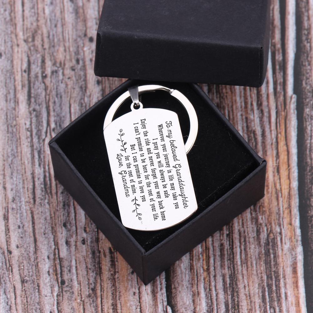 Gkn23003 - To My Beloved Granddaughter - Love, Grandma - Dog Tag Keychain